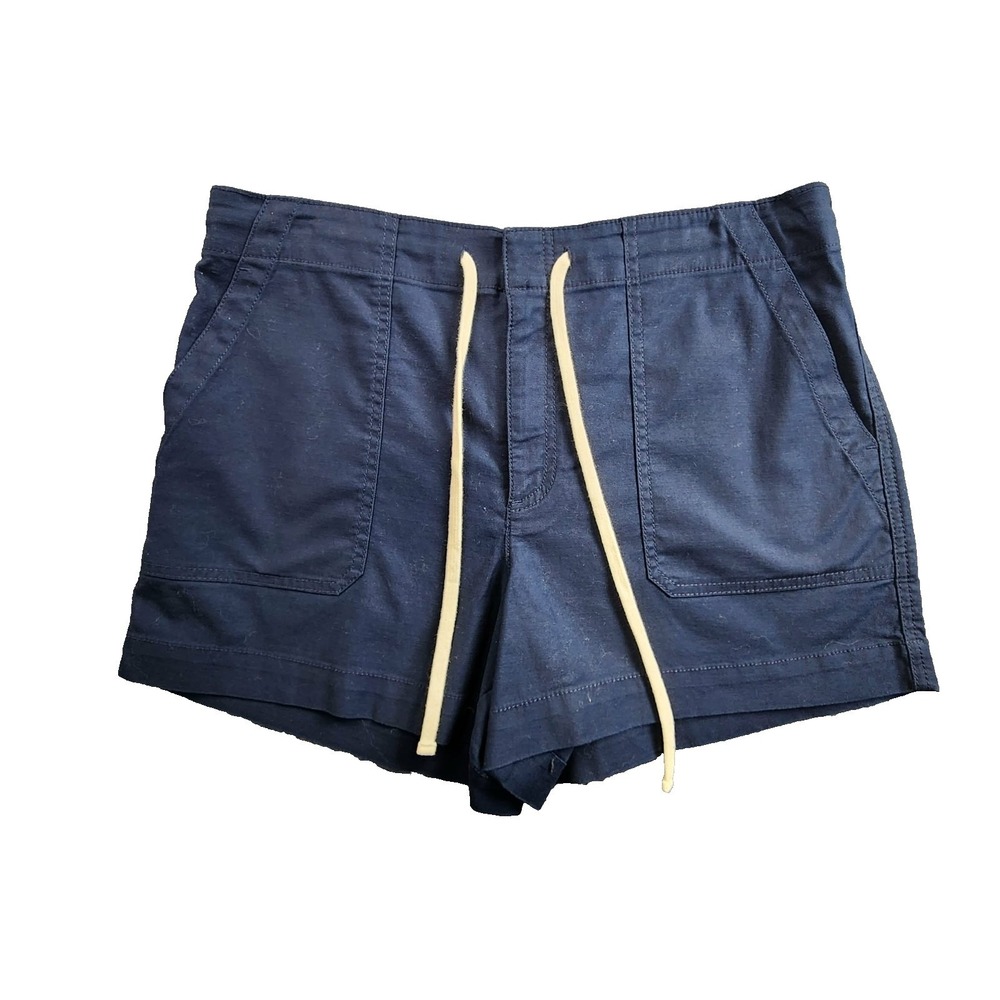 LOFT Navy Blue Cotton Blend Pull On Shorts‎ Elastic Drawstring Pockets Size 12